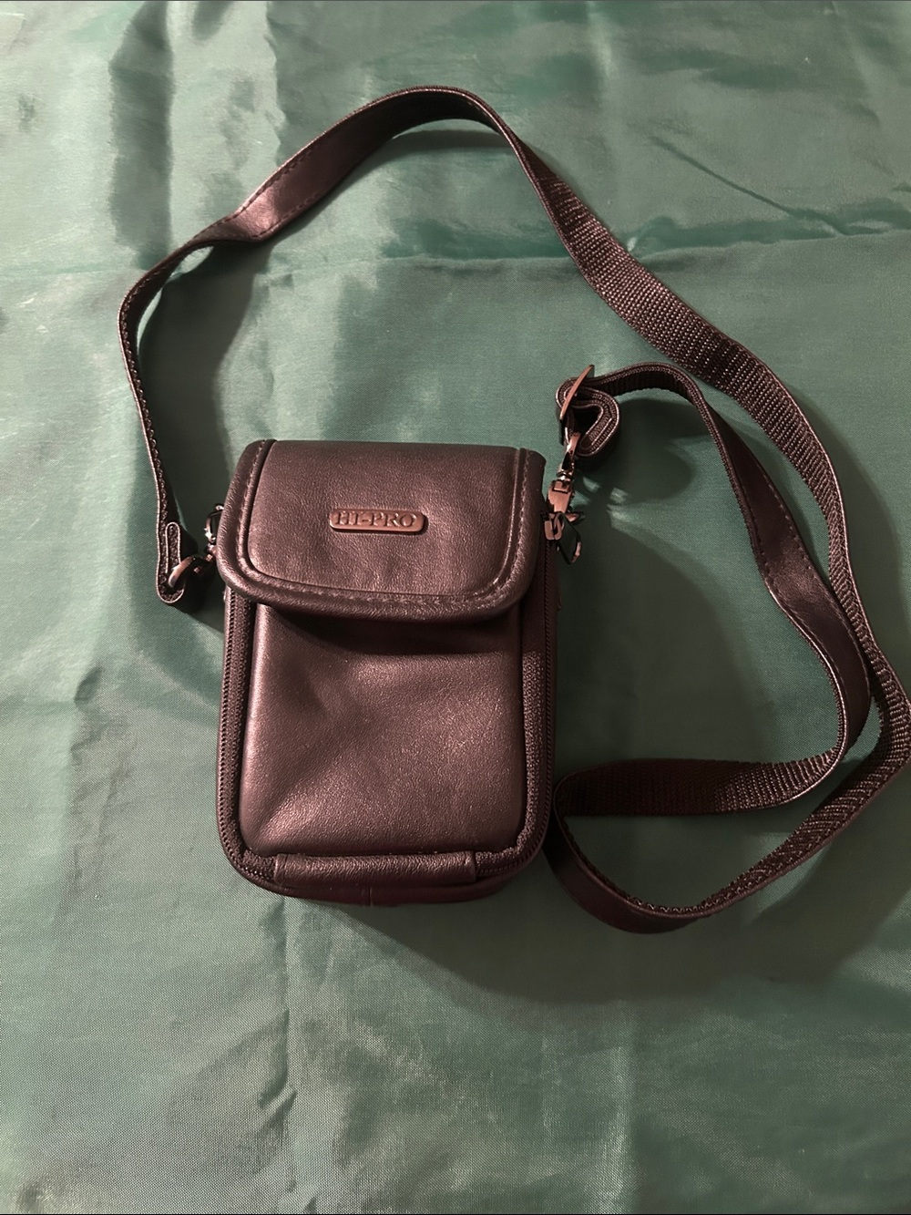 Leather Black Crossbody Pouch Unisex